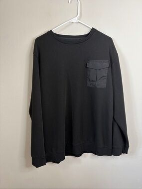 Nomad Black Crewneck Sweatshirt with Chest Pocket